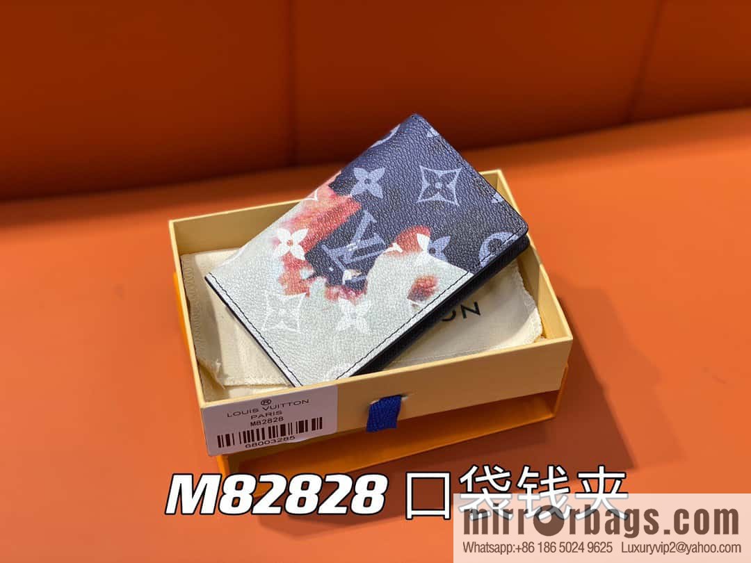[Premium‑quality] M82828 blue, flame card holder wallet series, pocket wallet patchwork