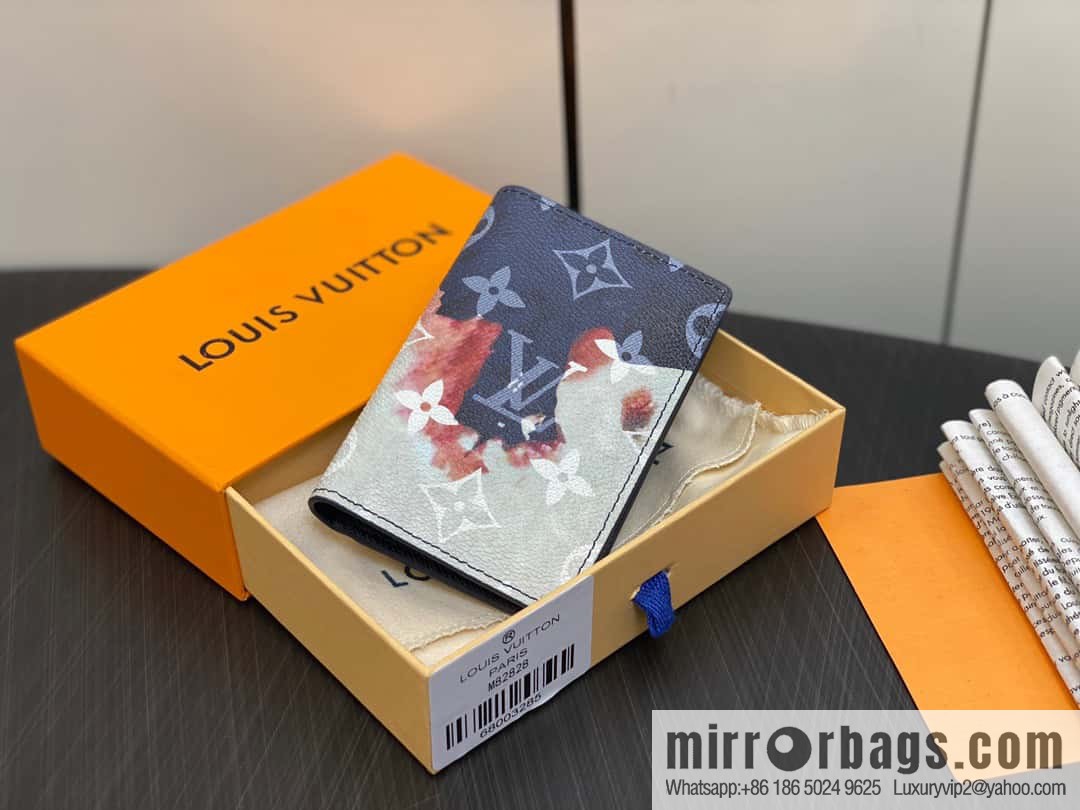 [Premium‑quality] M82828 blue, flame card holder wallet series, pocket wallet patchwork
