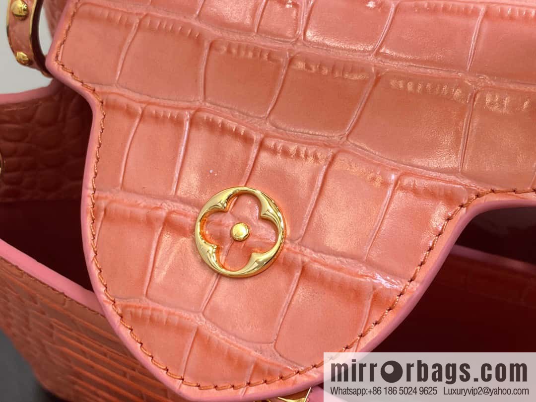 [Boutique‑grade] M48865 orange, crocodile pattern full leather cap that English series Capucines BB handbag