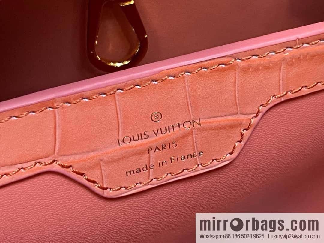 [Boutique‑grade] M48865 orange, crocodile pattern full leather cap that English series Capucines BB handbag