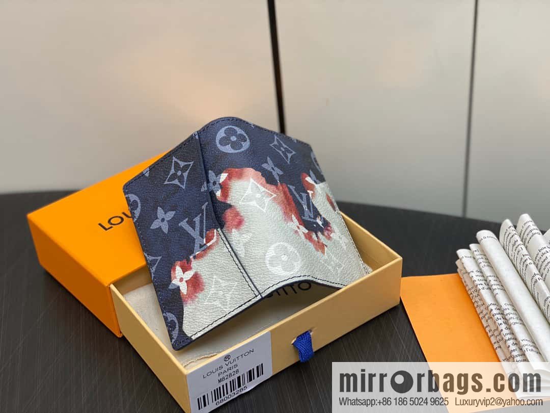 [Premium‑quality] M82828 blue, flame card holder wallet series, pocket wallet patchwork