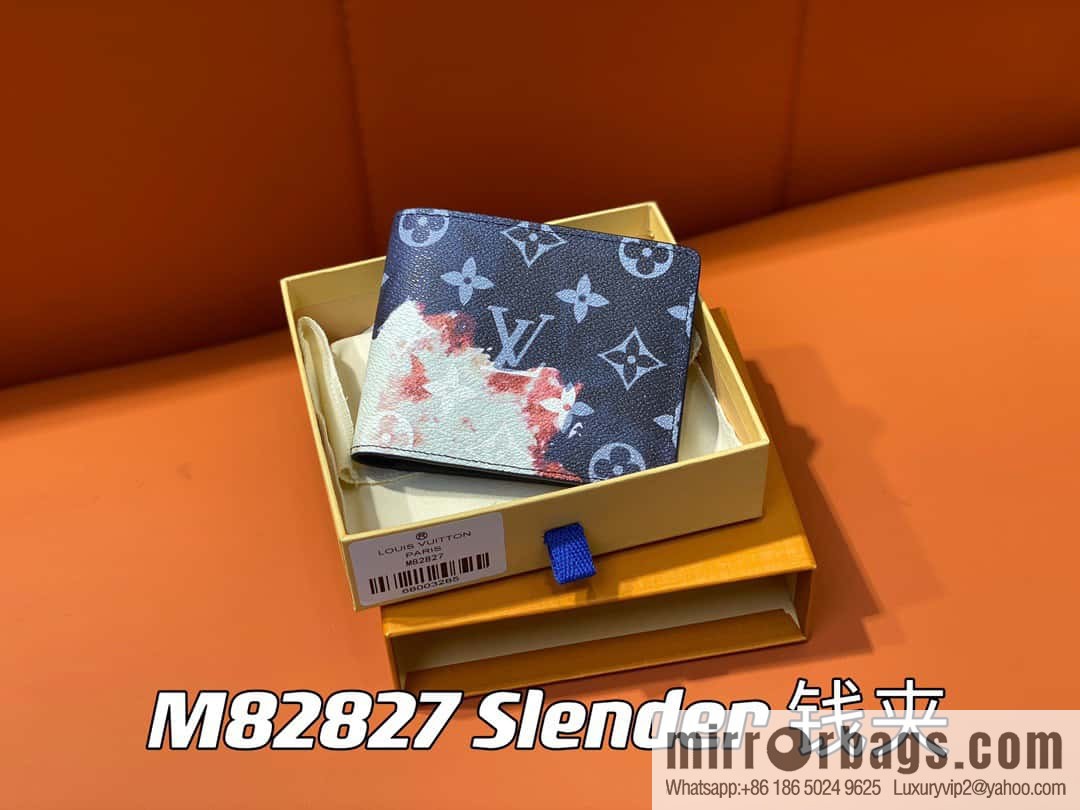 [Premium‑quality] M82827 blue, flame suit wallet series Slender wallet