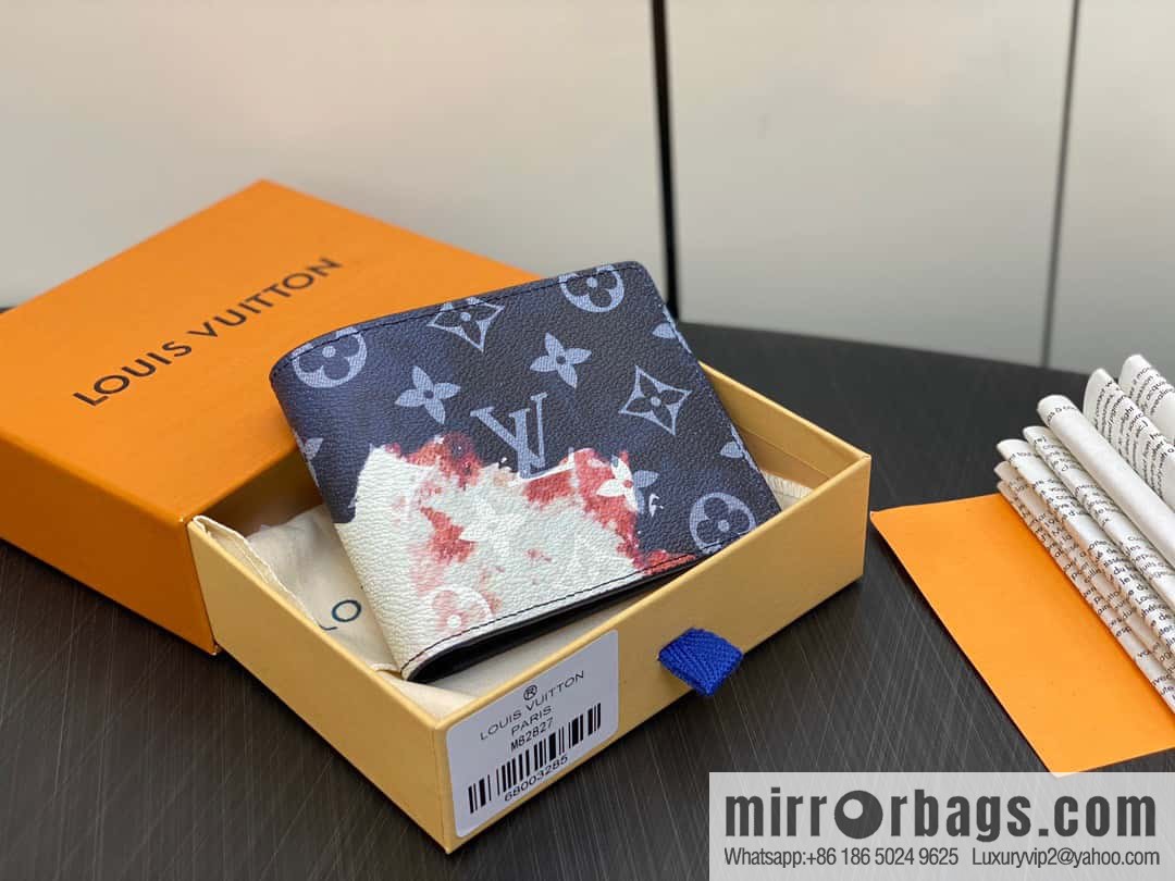 [Premium‑quality] M82827 blue, flame suit wallet series Slender wallet