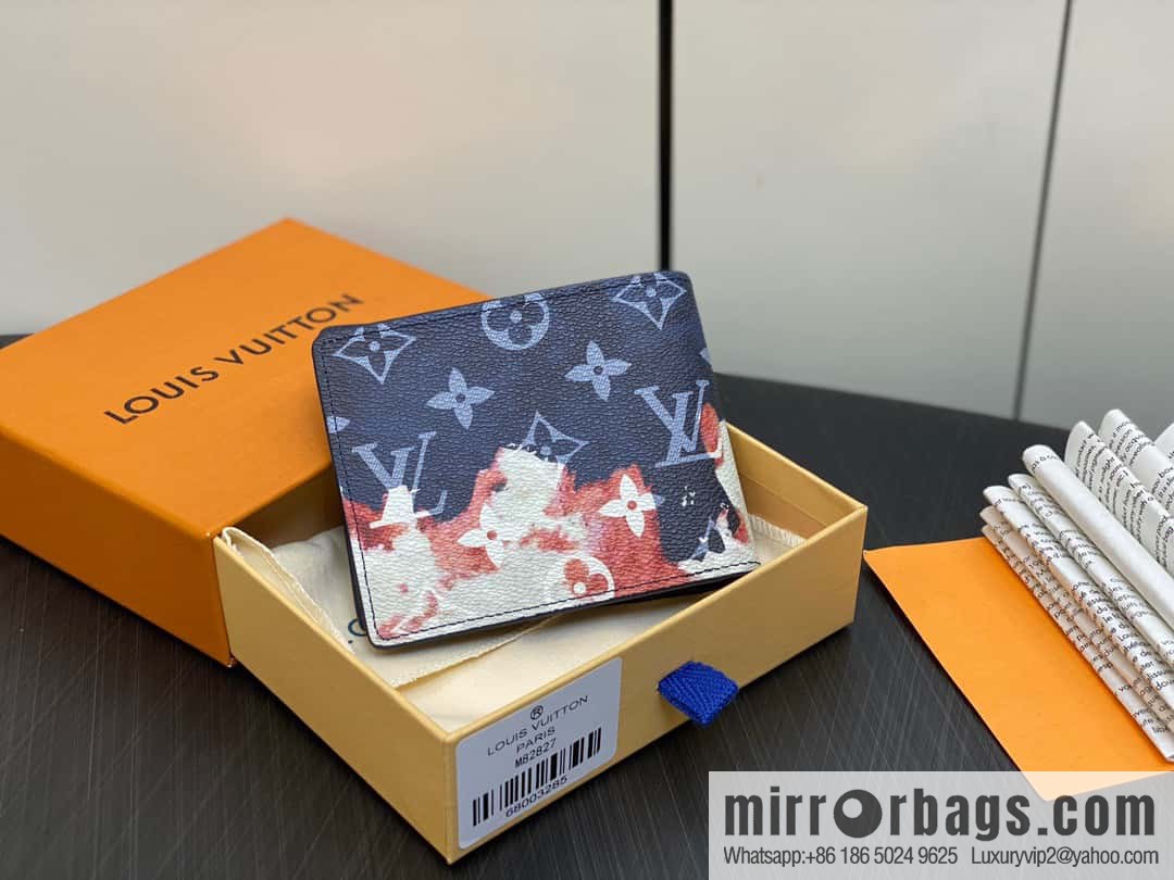 [Premium‑quality] M82827 blue, flame suit wallet series Slender wallet