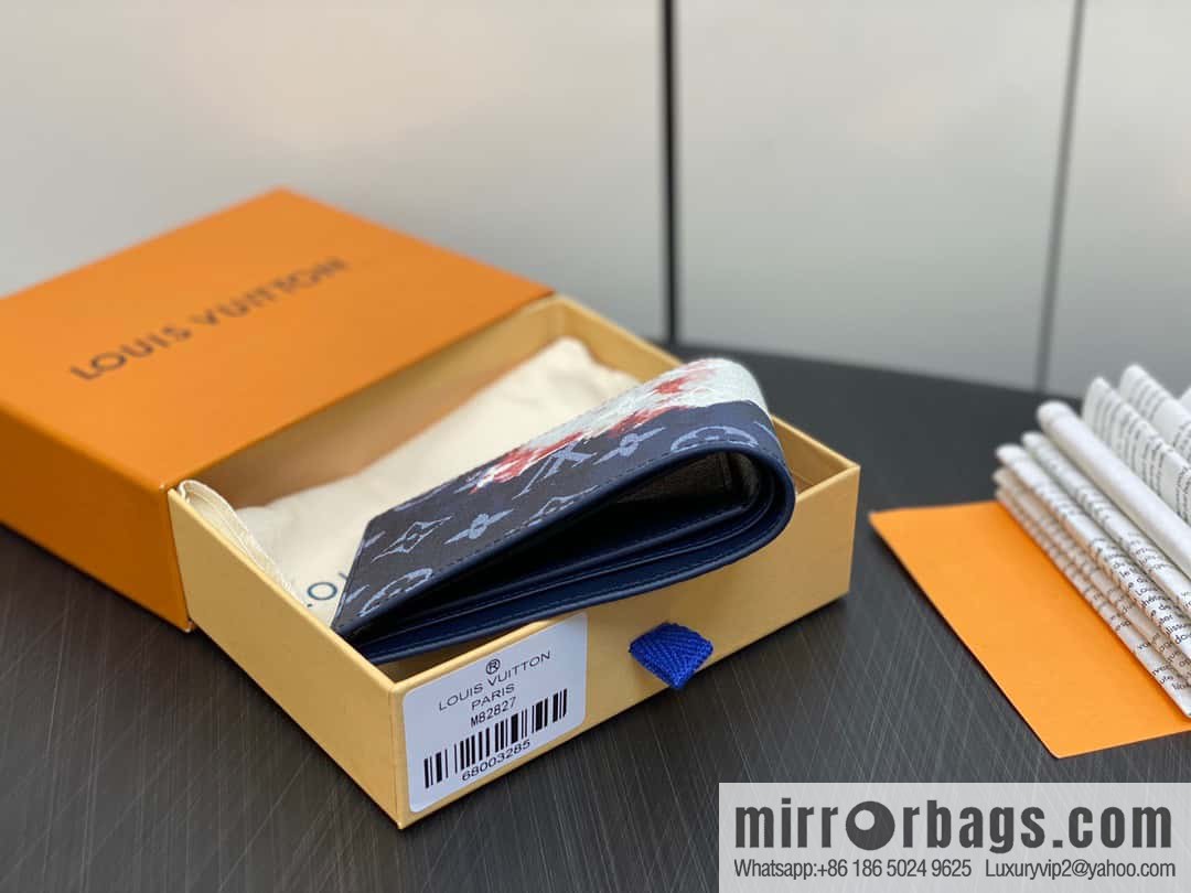 [Premium‑quality] M82827 blue, flame suit wallet series Slender wallet