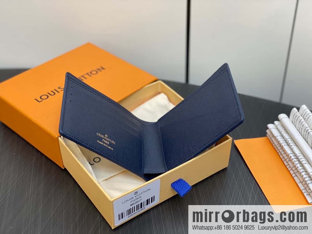 [Premium‑quality] M82827 blue, flame suit wallet series Slender wallet