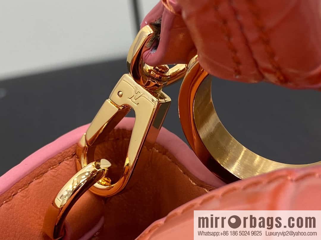 [Boutique‑grade] M48865 orange, crocodile pattern full leather cap that English series Capucines mini handbag