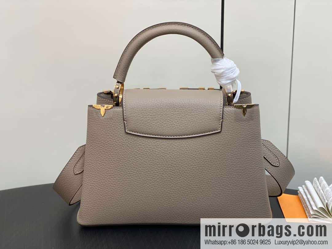 [Boutique‑grade] M24567 khaki flower crown, full leather cap, that English series Capucines medium handbag