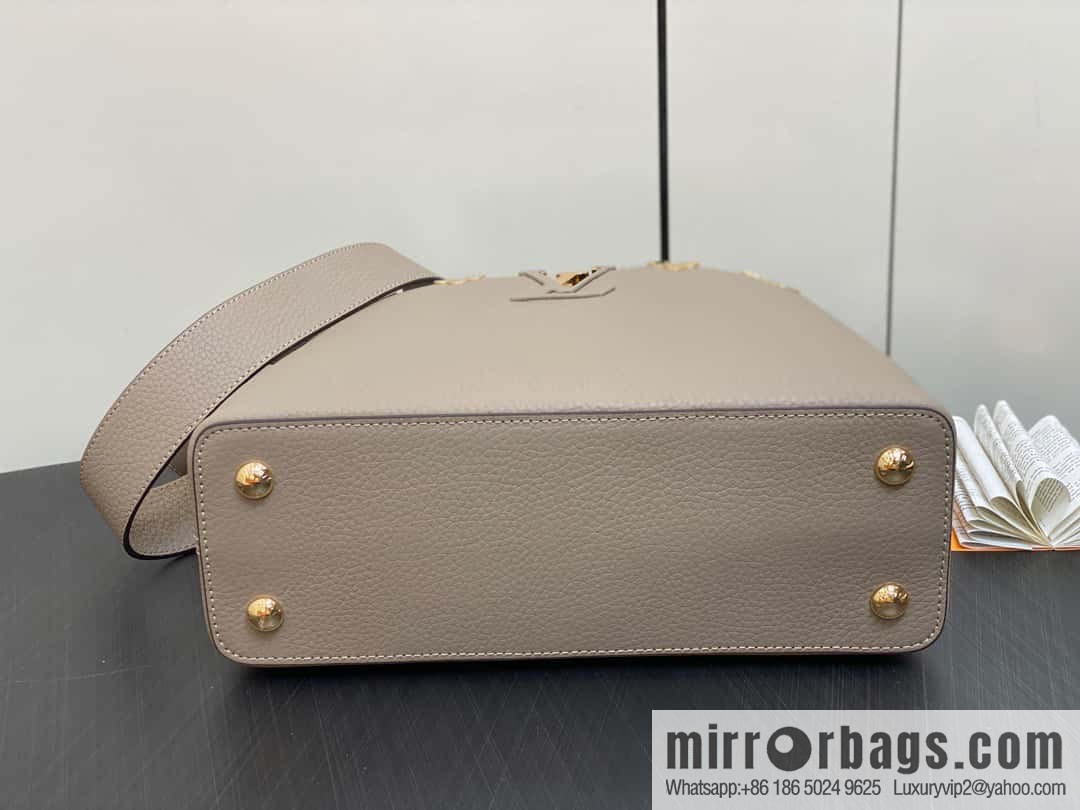 [Boutique‑grade] M24567 khaki flower crown, full leather cap, that English series Capucines medium handbag