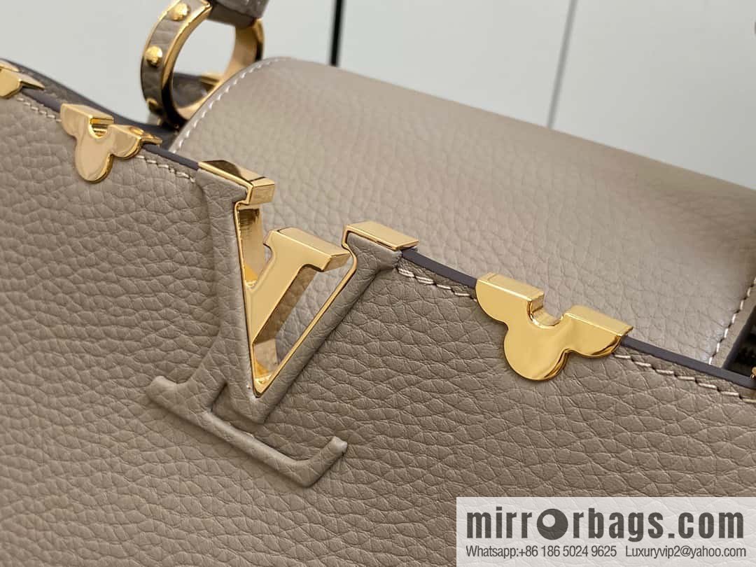 [Boutique‑grade] M24567 khaki flower crown, full leather cap, that English series Capucines medium handbag
