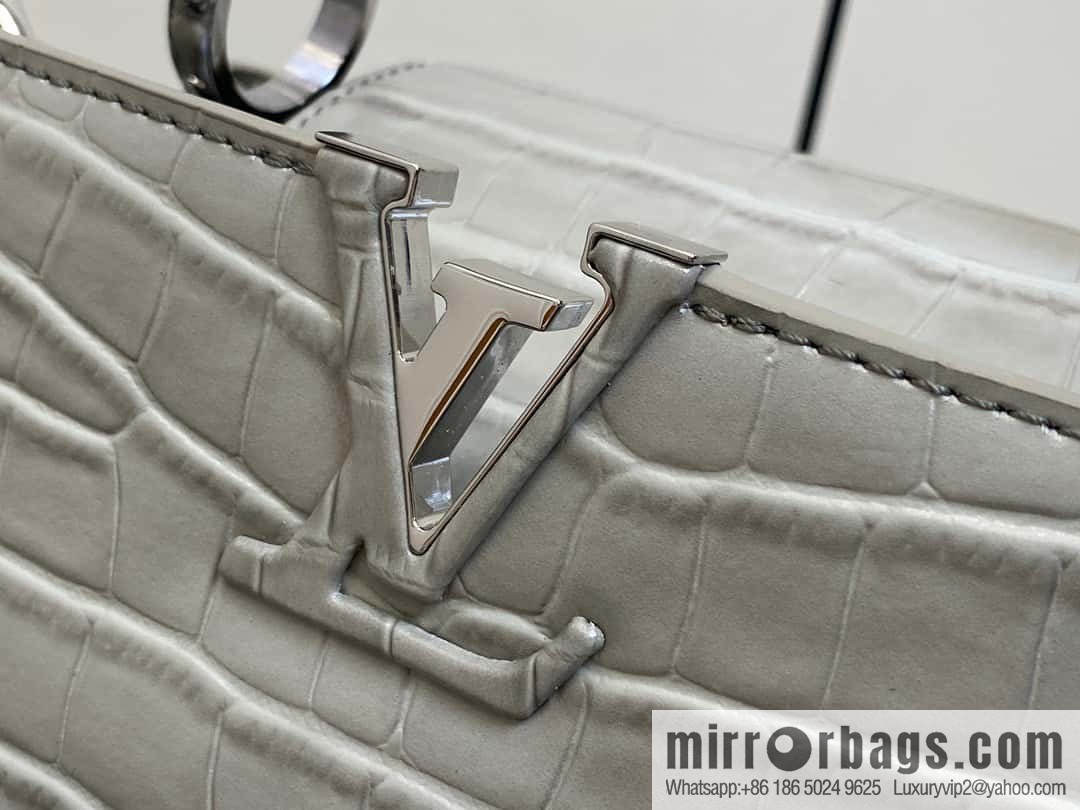 [Boutique‑grade] M48865 gray, crocodile pattern full leather cap that English series Capucines BB handbag