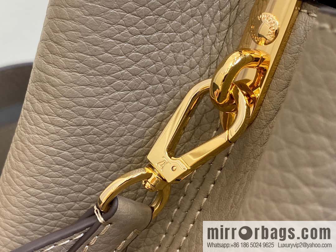 [Boutique‑grade] M24567 khaki flower crown, full leather cap, that English series Capucines medium handbag