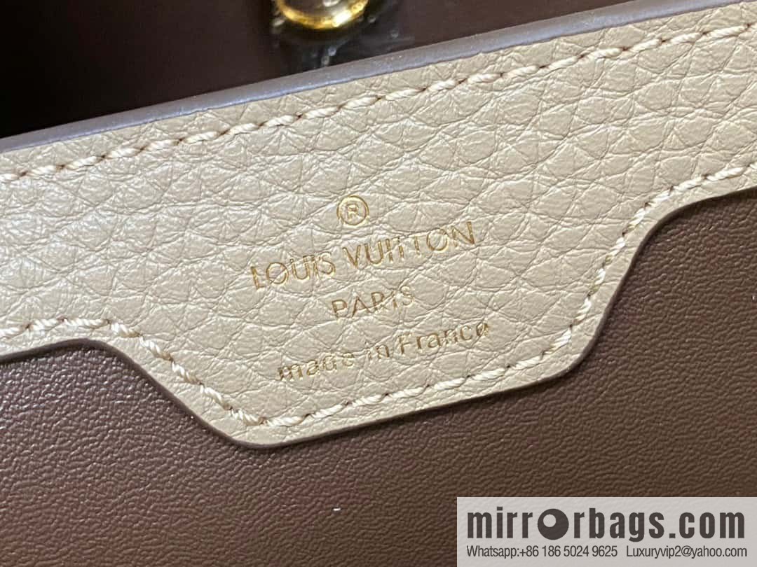 [Boutique‑grade] M24567 khaki flower crown, full leather cap, that English series Capucines medium handbag
