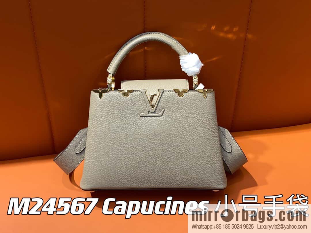 [Boutique‑grade] M24567 khaki flower crown, full leather cap that English series Capucines small handbag