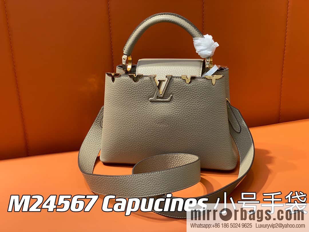 [Boutique‑grade] M24567 khaki flower crown, full leather cap that English series Capucines small handbag