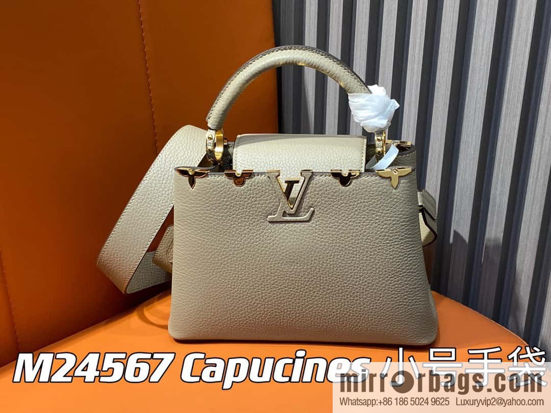[Boutique‑grade] M24567 khaki flower crown, full leather cap that English series Capucines small handbag