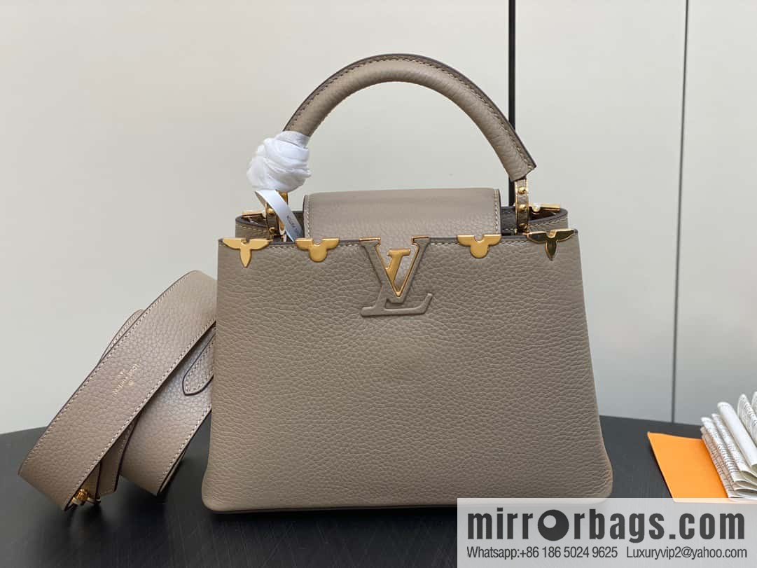 [Boutique‑grade] M24567 khaki flower crown, full leather cap that English series Capucines small handbag