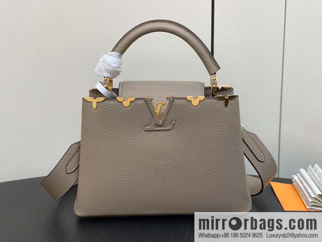 [Boutique‑grade] M24567 khaki flower crown, full leather cap that English series Capucines small handbag