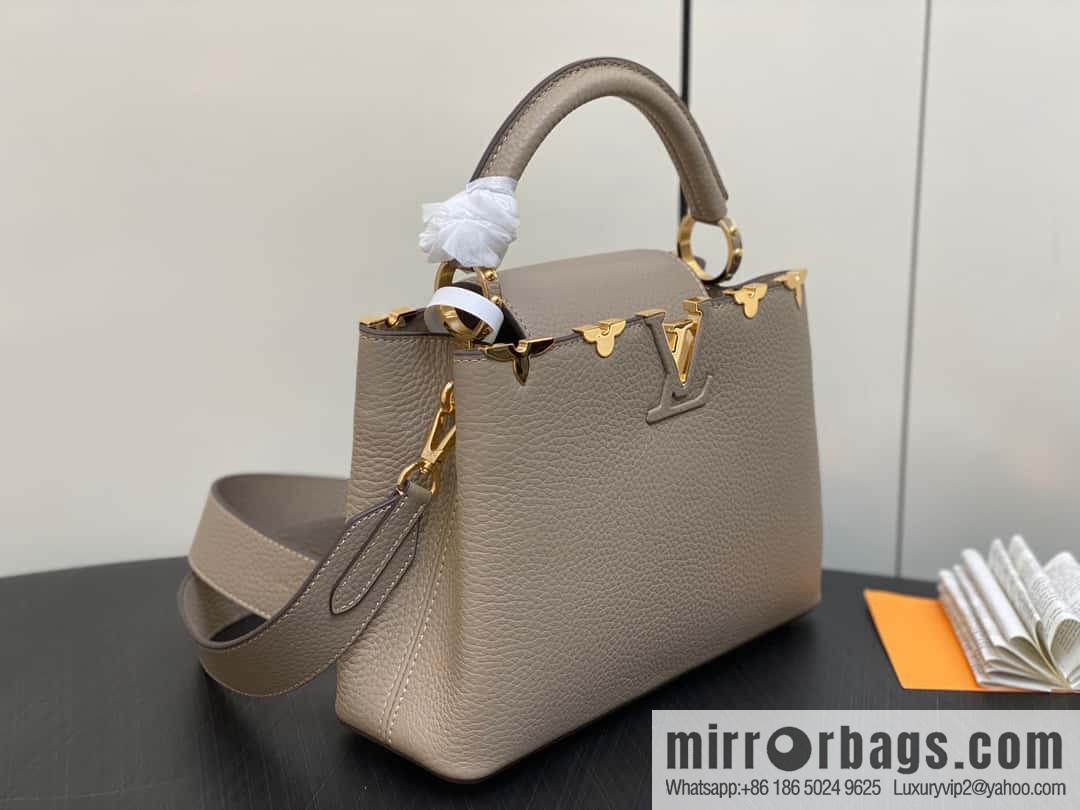 [Boutique‑grade] M24567 khaki flower crown, full leather cap that English series Capucines small handbag
