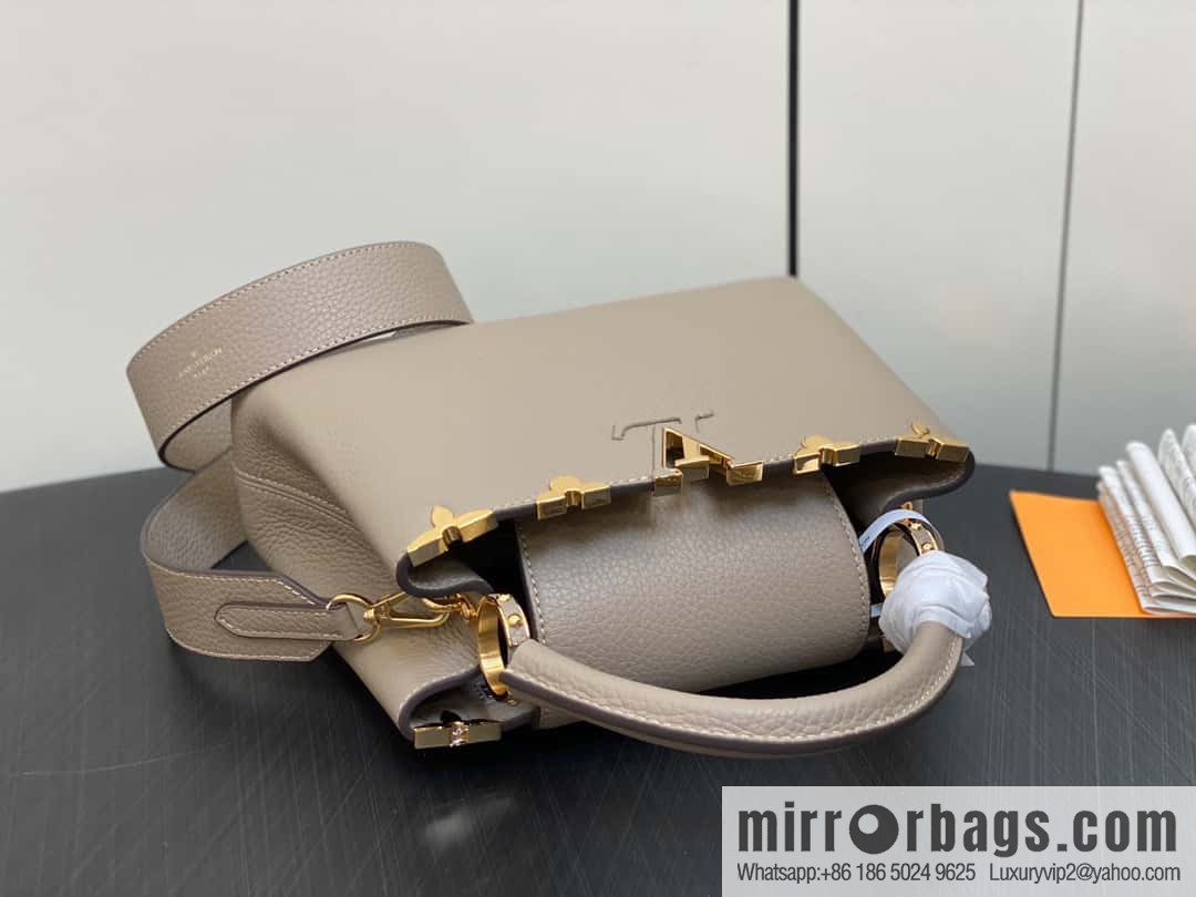 [Boutique‑grade] M24567 khaki flower crown, full leather cap that English series Capucines small handbag