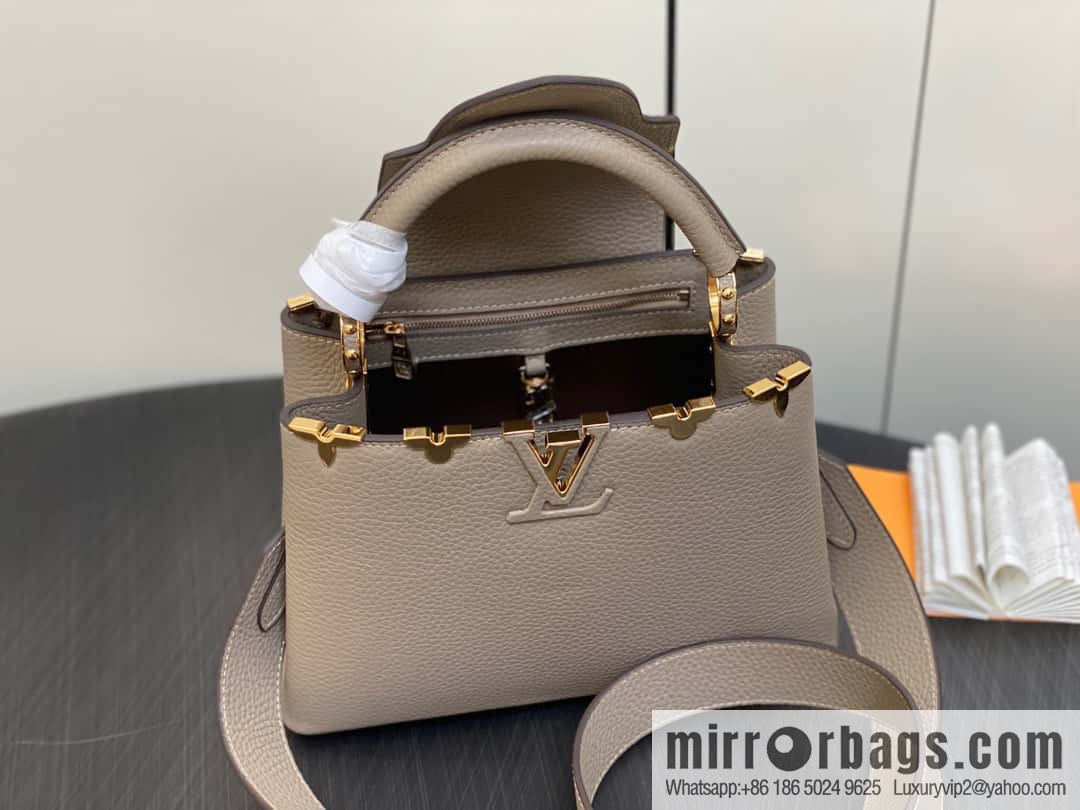 [Boutique‑grade] M24567 khaki flower crown, full leather cap that English series Capucines small handbag