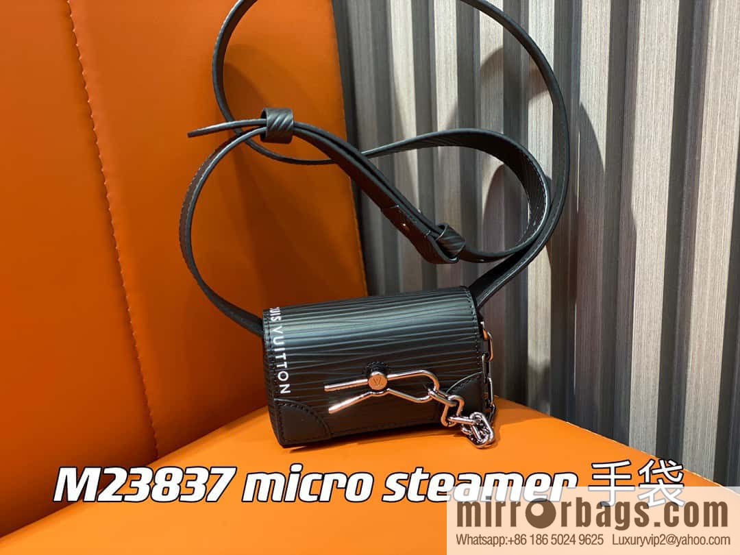 [Premium‑quality] M23837 black full leather epi mini men's bag, tip bag micro steamer handbag