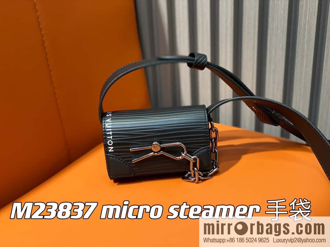 [Premium‑quality] M23837 black full leather epi mini men's bag, tip bag micro steamer handbag