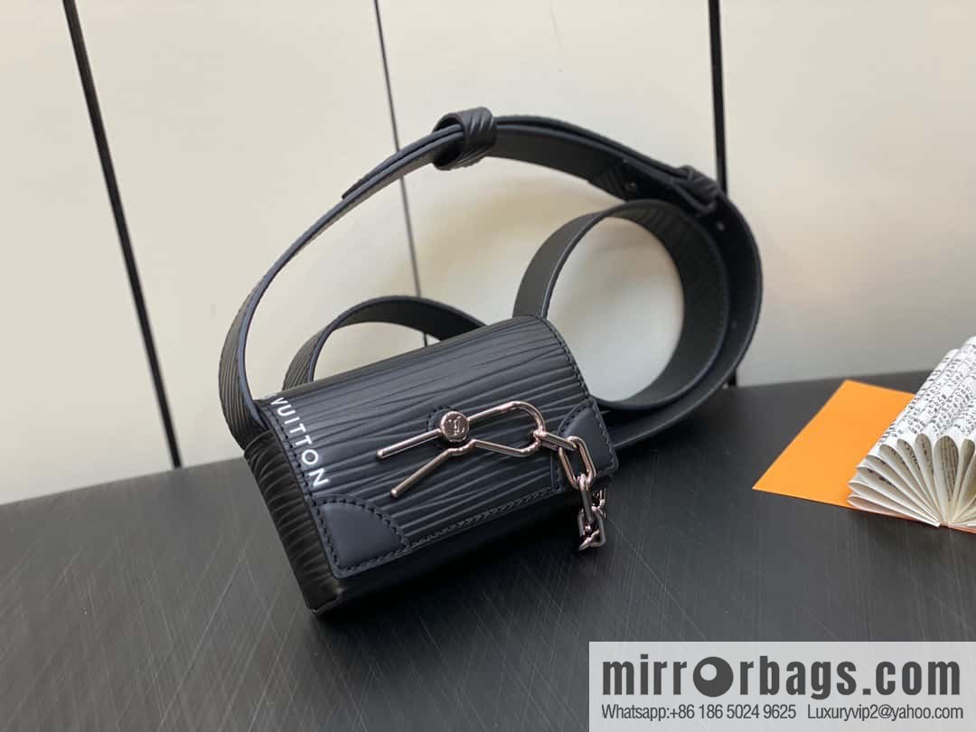 [Premium‑quality] M23837 black full leather epi mini men's bag, tip bag micro steamer handbag