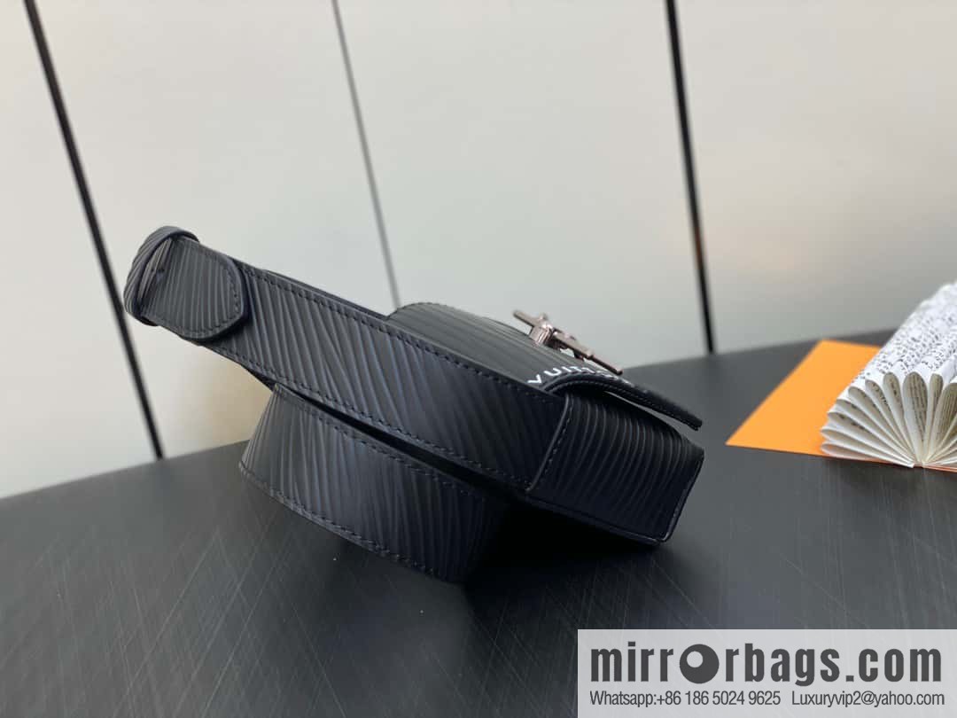 [Premium‑quality] M23837 black full leather epi mini men's bag, tip bag micro steamer handbag