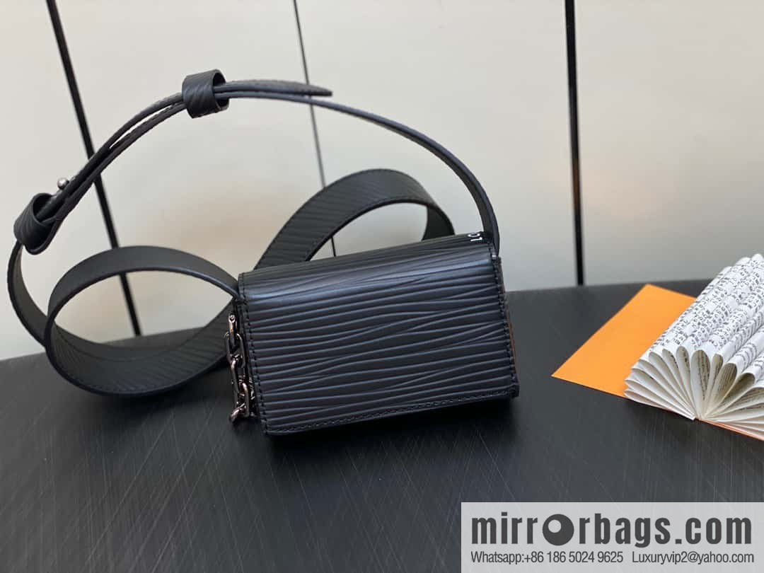 [Premium‑quality] M23837 black full leather epi mini men's bag, tip bag micro steamer handbag
