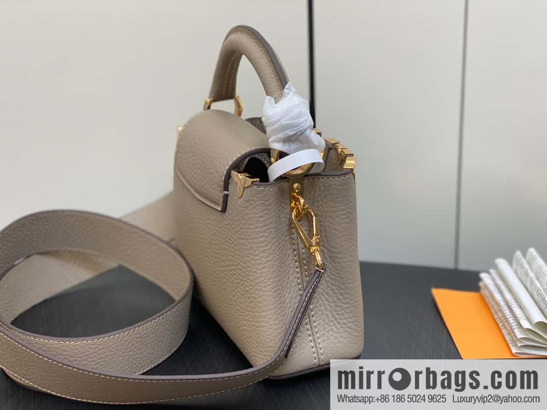 [Boutique‑grade] M24567 khaki flower crown, full leather cap, that English series Capucines mini handbag Capucines Flower Crown handbag