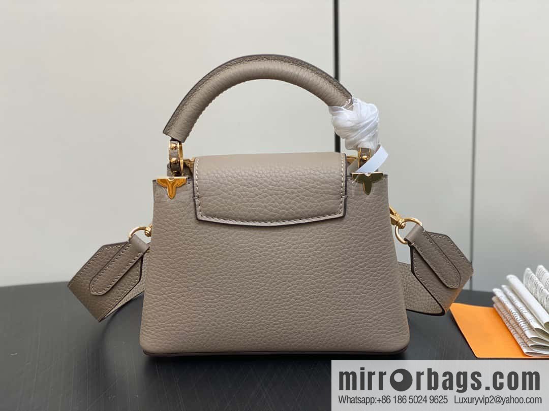 [Boutique‑grade] M24567 khaki flower crown, full leather cap, that English series Capucines mini handbag Capucines Flower Crown handbag