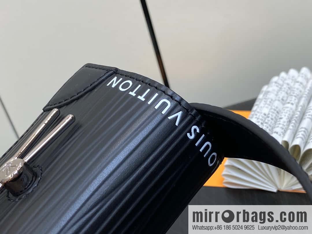 [Premium‑quality] M23837 black full leather epi mini men's bag, tip bag micro steamer handbag