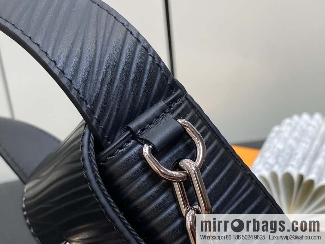 [Premium‑quality] M23837 black full leather epi mini men's bag, tip bag micro steamer handbag