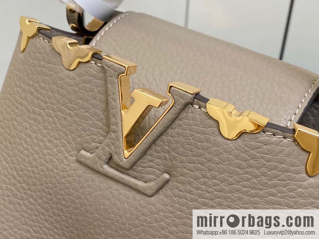 [Boutique‑grade] M24567 khaki flower crown, full leather cap, that English series Capucines mini handbag Capucines Flower Crown handbag