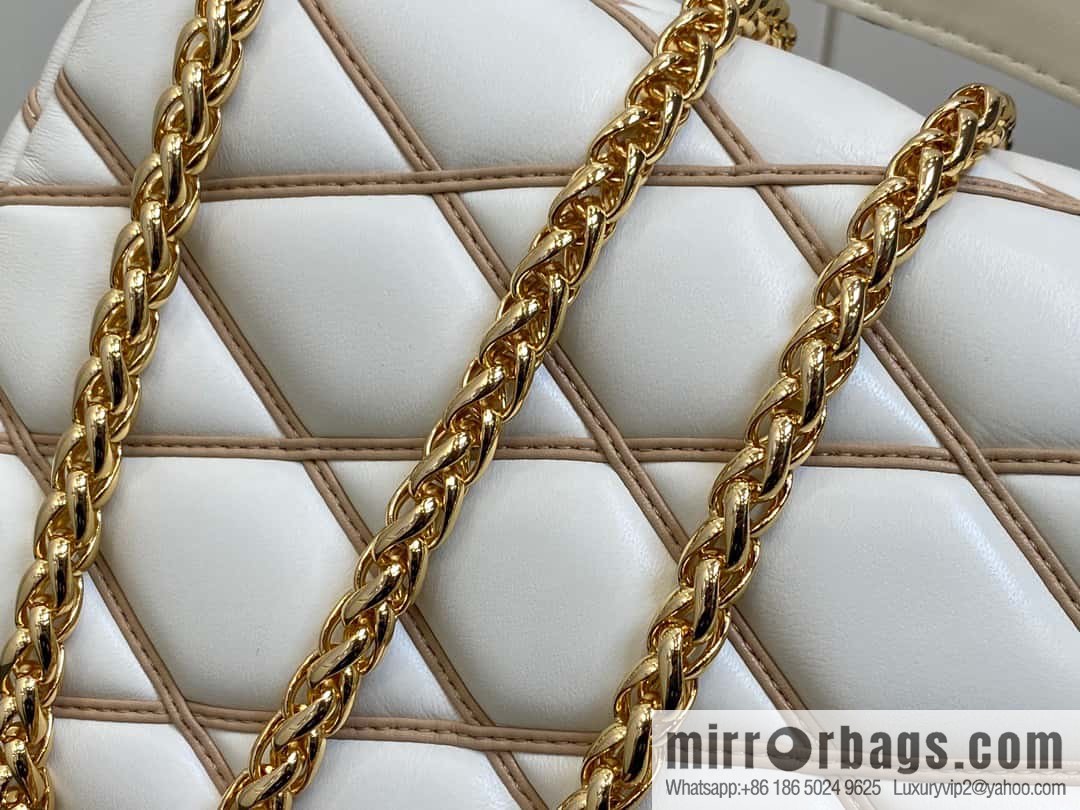 [Boutique‑grade] M22891 meters white, full leather rhombus chain bag series GO-14 Teist medium handbag M22890