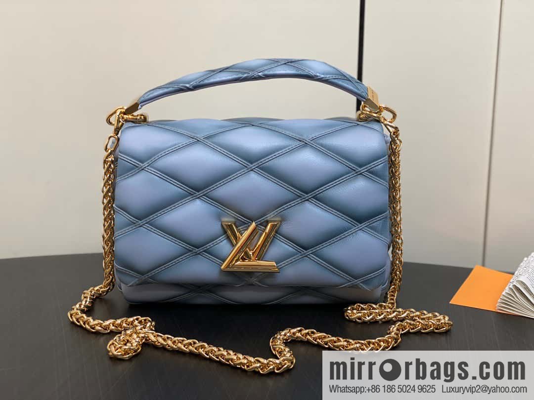 [Premium‑quality] M22891 Haze gray, full leather rhombus chain bag series GO-14 Teist medium handbag M22890