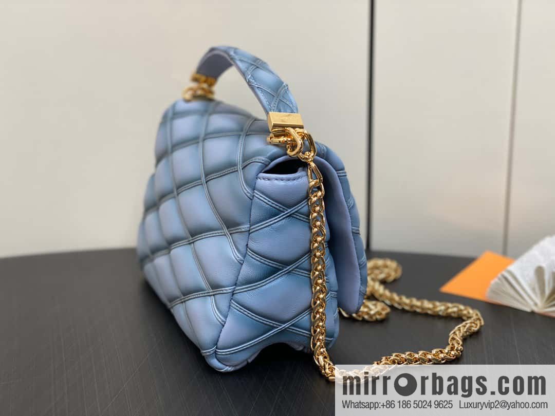 [Premium‑quality] M22891 Haze gray, full leather rhombus chain bag series GO-14 Teist medium handbag M22890