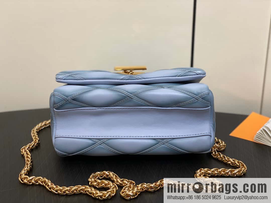 [Premium‑quality] M22891 Haze gray, full leather rhombus chain bag series GO-14 Teist medium handbag M22890