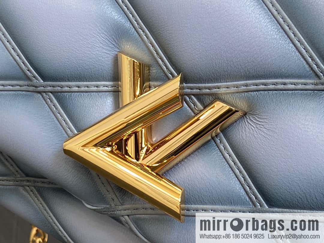 [Premium‑quality] M22891 Haze gray, full leather rhombus chain bag series GO-14 Teist medium handbag M22890