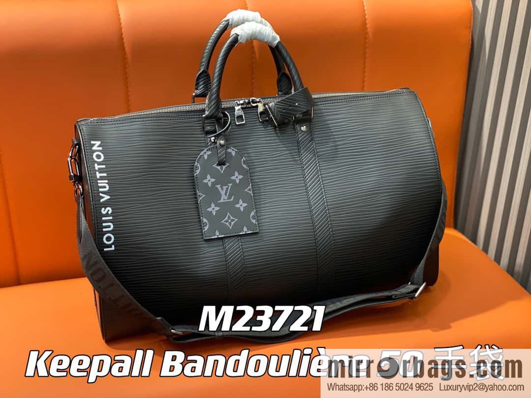 [Boutique‑grade] M23721 black epi full leather travel bag series, this Keepall Bandoulière 50 handbag