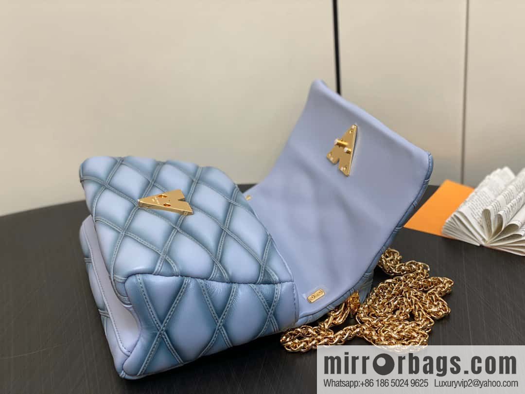 [Premium‑quality] M22891 Haze gray, full leather rhombus chain bag series GO-14 Teist medium handbag M22890