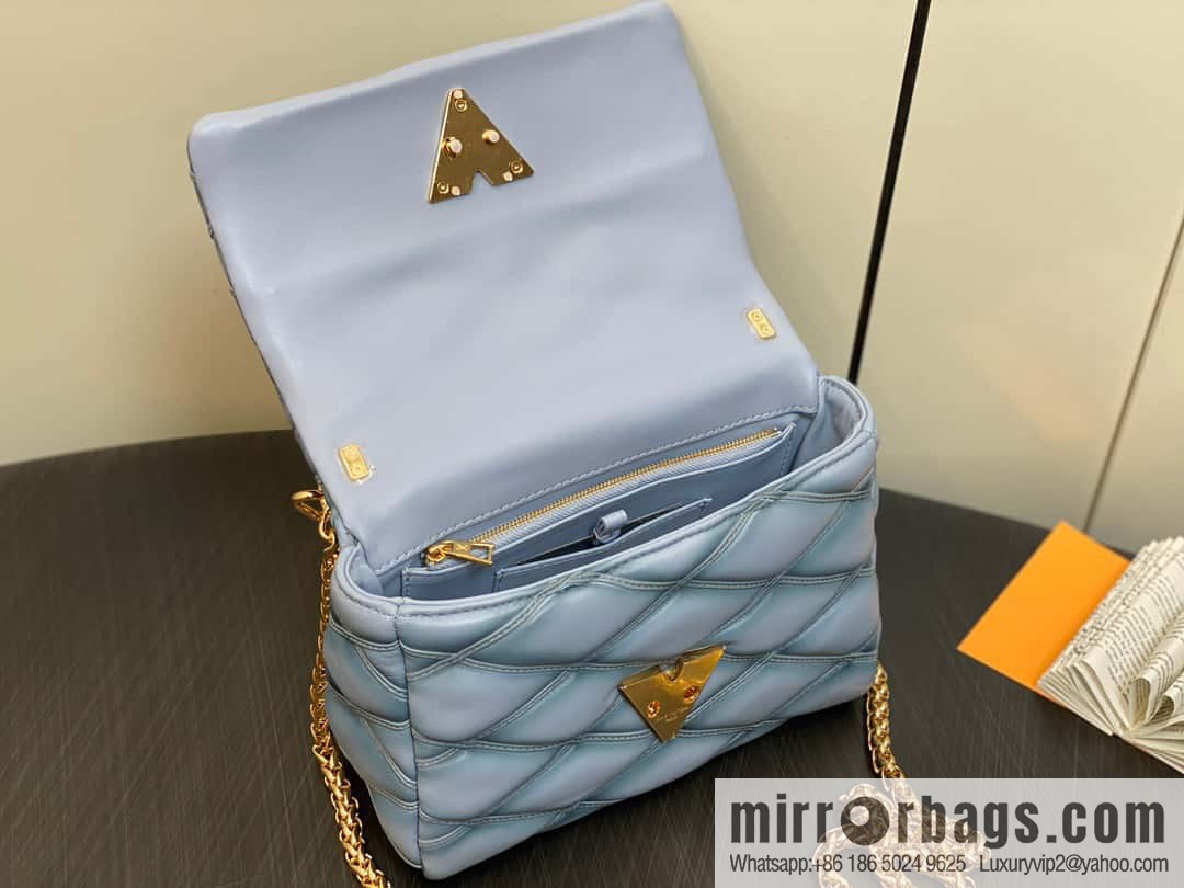 [Premium‑quality] M22891 Haze gray, full leather rhombus chain bag series GO-14 Teist medium handbag M22890