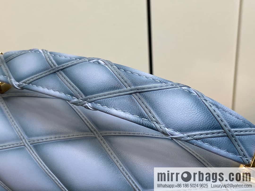 [Premium‑quality] M22891 Haze gray, full leather rhombus chain bag series GO-14 Teist medium handbag M22890