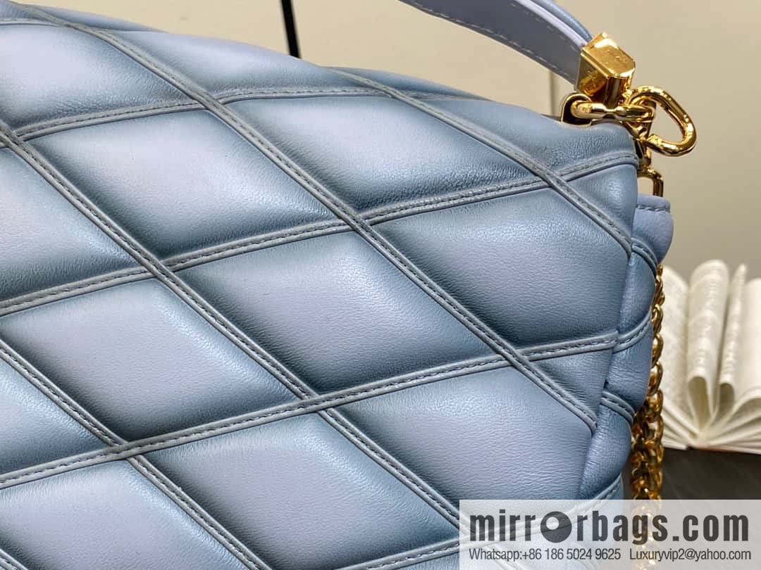 [Premium‑quality] M22891 Haze gray, full leather rhombus chain bag series GO-14 Teist medium handbag M22890