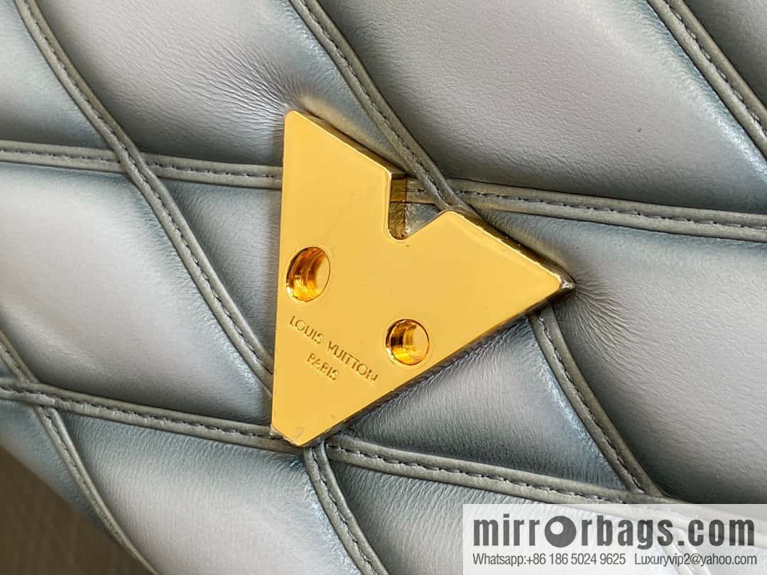 [Premium‑quality] M22891 Haze gray, full leather rhombus chain bag series GO-14 Teist medium handbag M22890