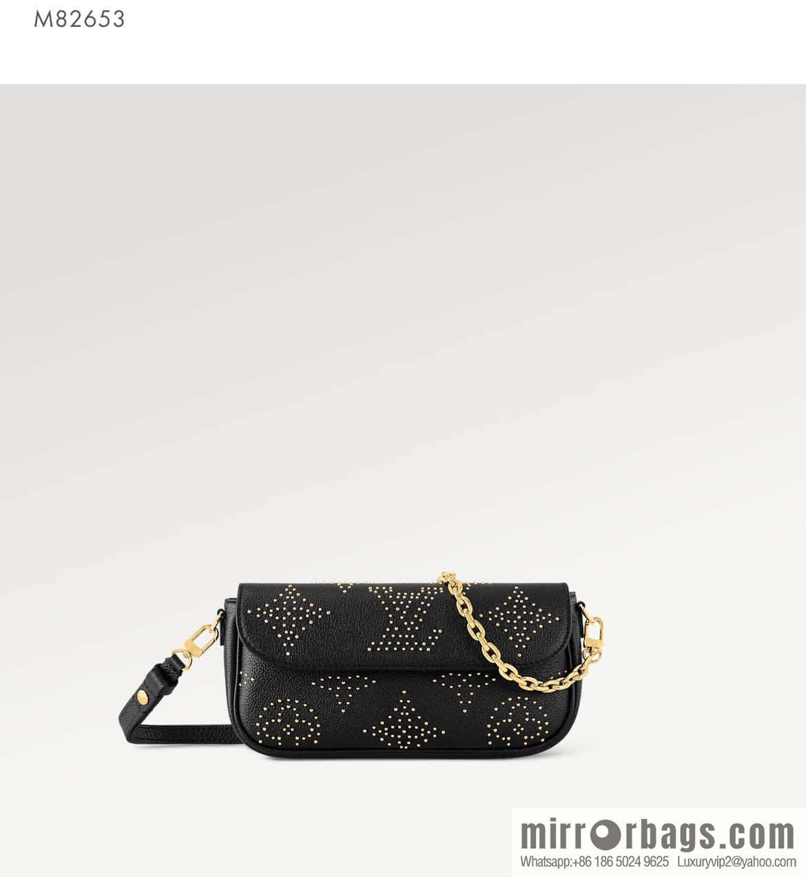 [Premium‑quality] M82653 black full leather willow nail chain bag series Wallet on Chain Ivy handbag