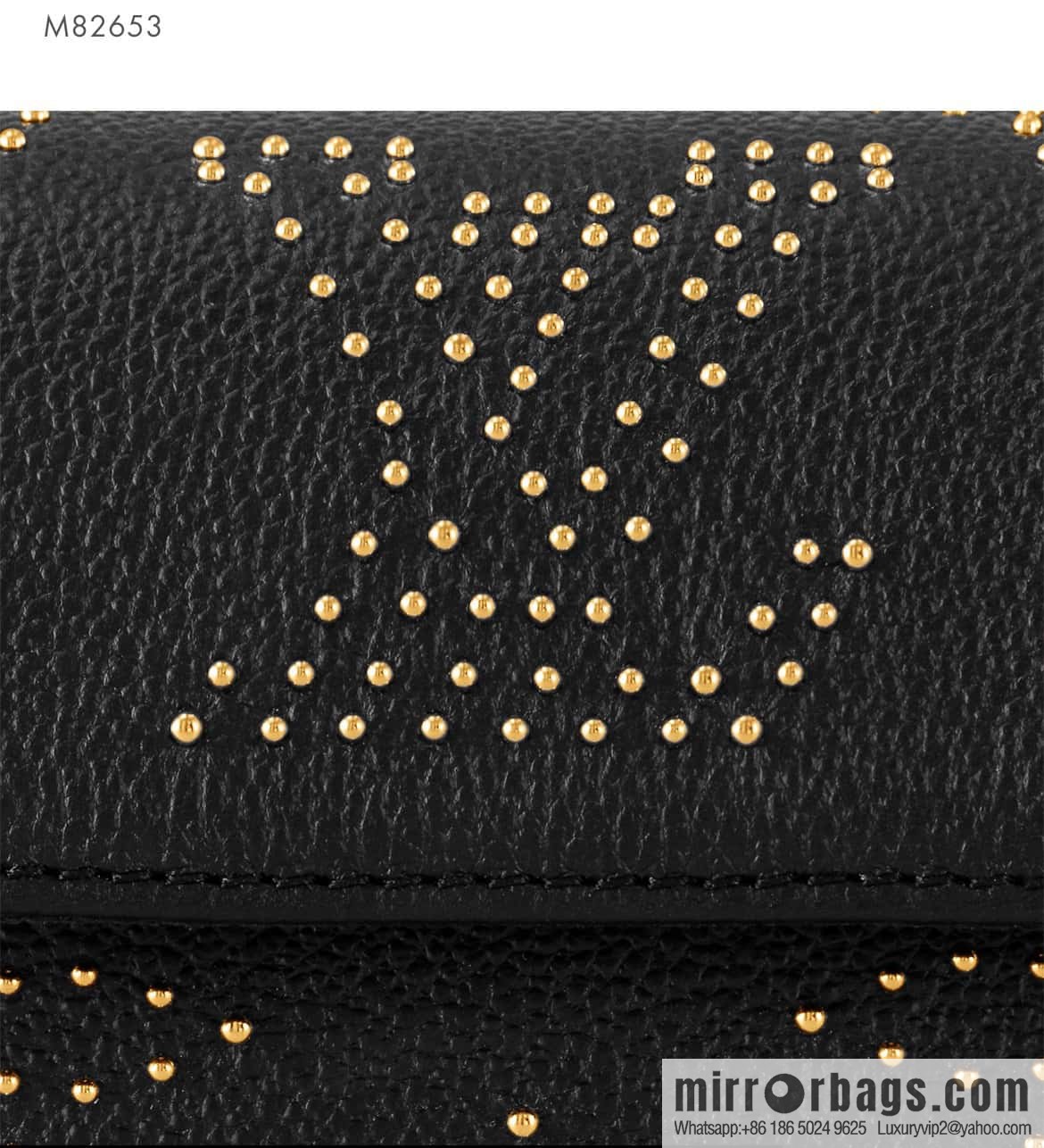 [Premium‑quality] M82653 black full leather willow nail chain bag series Wallet on Chain Ivy handbag