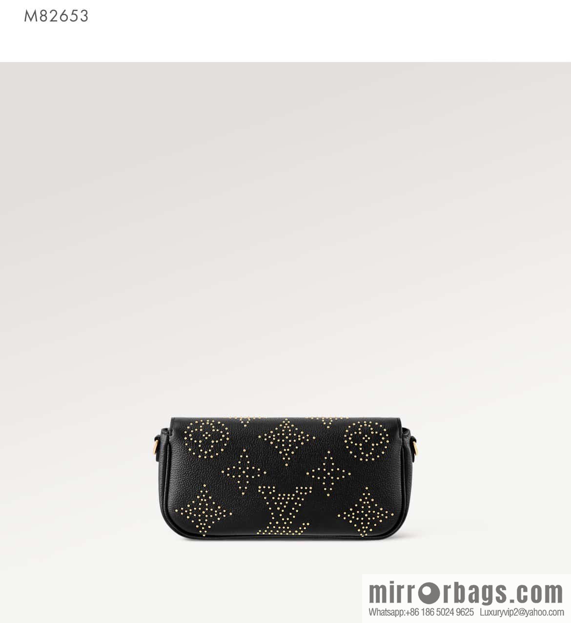 [Premium‑quality] M82653 black full leather willow nail chain bag series Wallet on Chain Ivy handbag