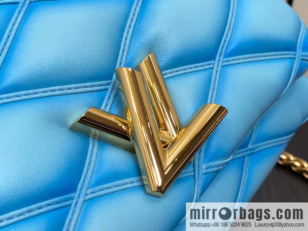 [Boutique‑grade] M22891 water blue, full leather rhombus chain bag series GO-14 Teist medium handbag M22890 GO-14 medium handbag